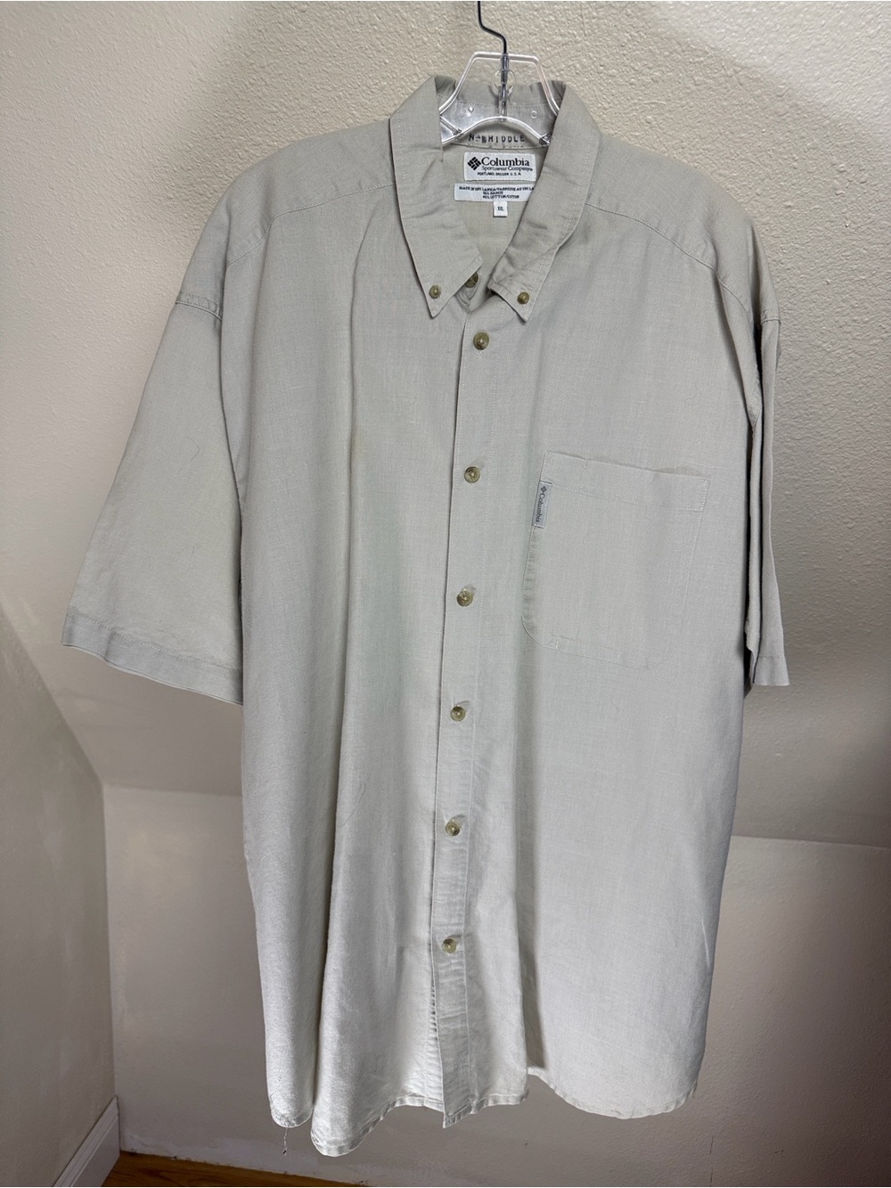 Columbia Men's Short Sleeve Button-Down Shirt - Light Tan/khaki, XXL